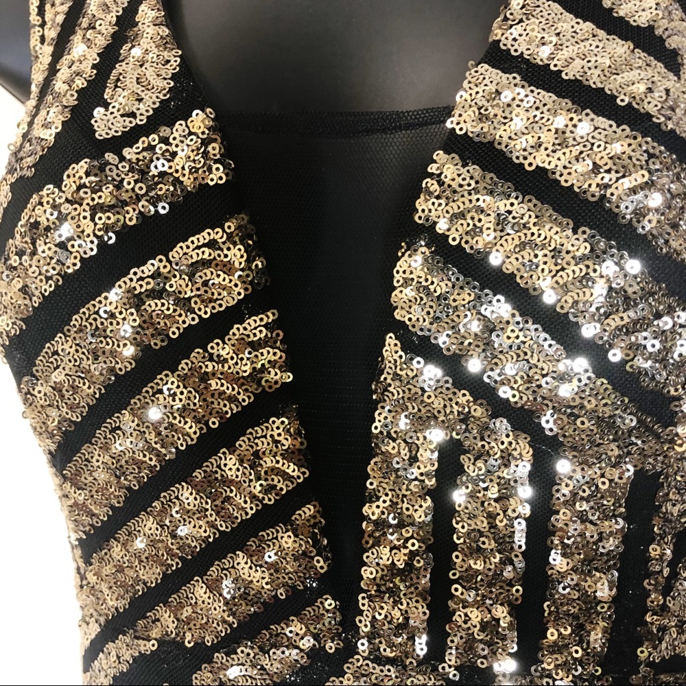 Gold and Black Sequin Gown - Picture 6 of 7